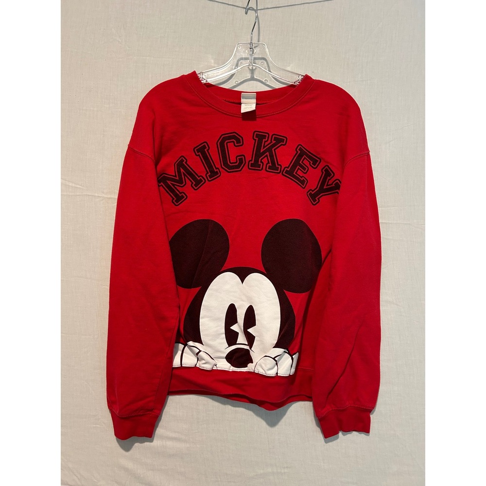 Disney Mickey Mouse Red Graphic Sweatshirt Pullover Collegiate Large L‎ 11-13